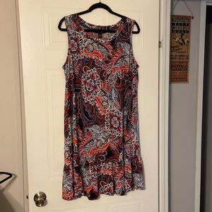 Red white and blue paisley dress